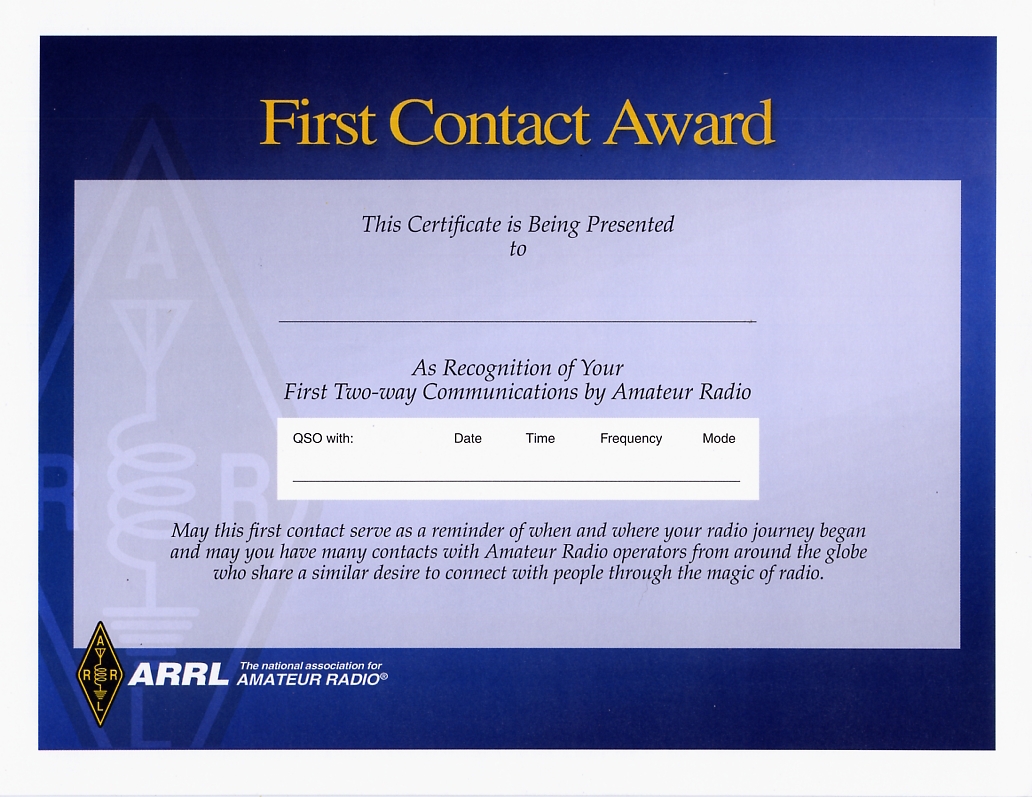 18. ARRL - First Contact Award